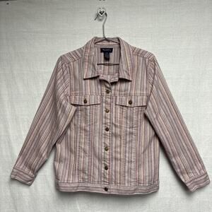 Denim & Co Denim Multicolor Striped Jacket Coat - Size L